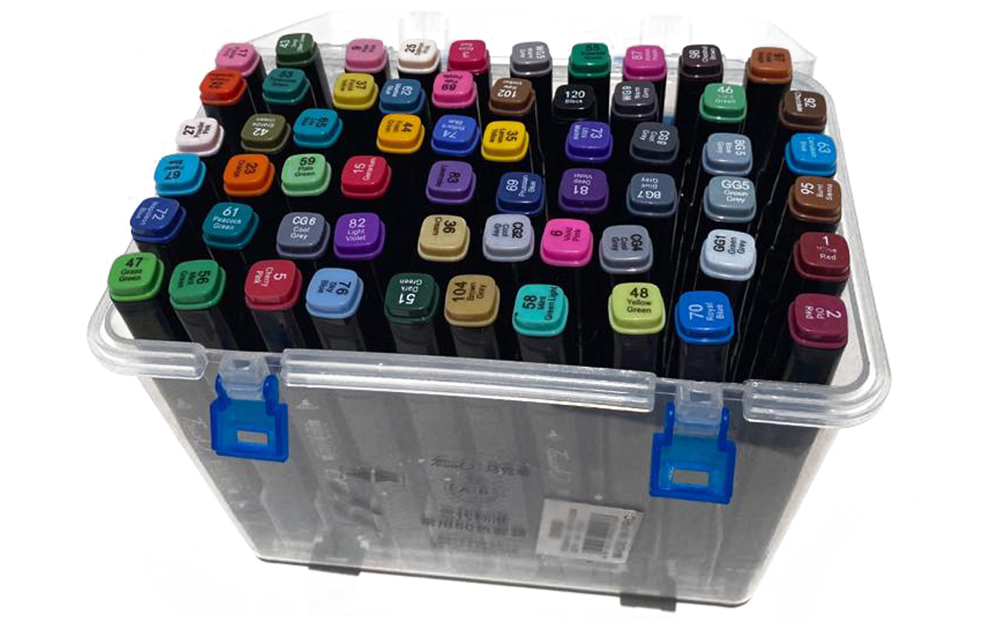 Tcouh Plastic box - 60 pen colors - double sided