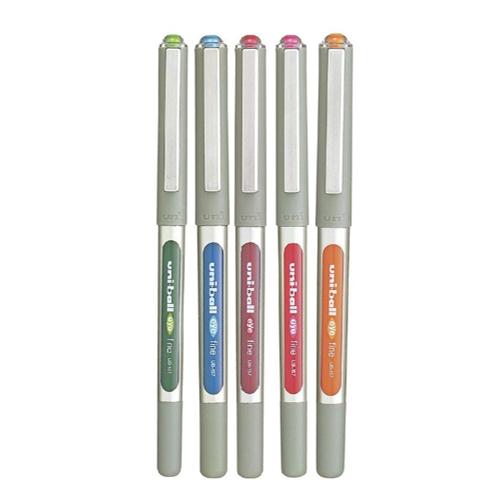 علبة من 5 أقلام حبر يوني بول - (أزرق فاتح, أخضر فاتح, برتقالي, وردي, أحمر)
