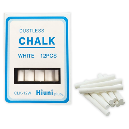Hiuni plus dustless White Chalk - 12 pieces