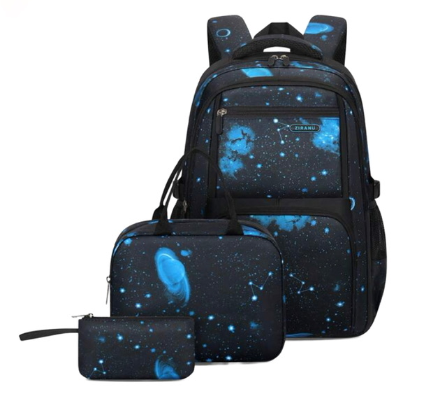 Black space school backpack set