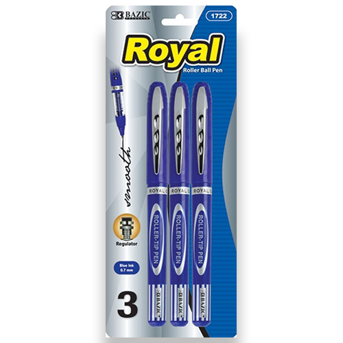 Royal Blue Rollerball Pen (3/Pack) - Bazic