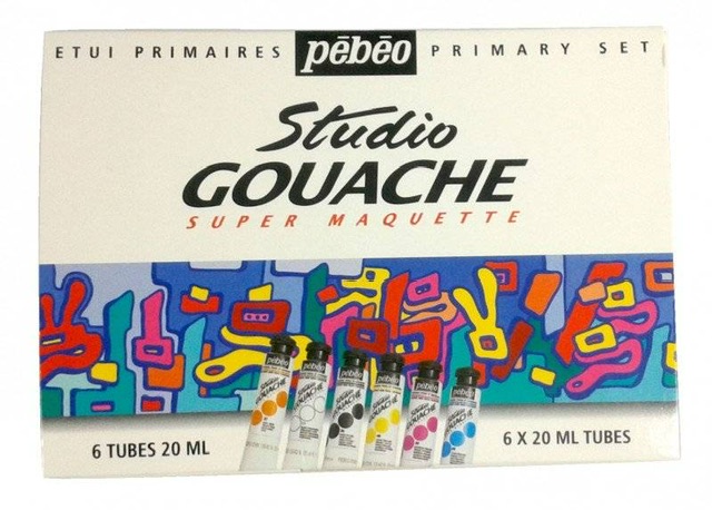 BASIC COLORS GOUACHE PAINT SET 6 colors